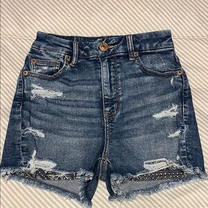 NWOT American Eagle Hi-Rise Curvy High Rise Shortie Denim Shorts Size 0